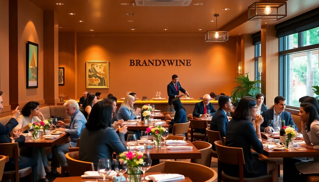 interior of Brandywine Restaurant with guests enjoying a warm atmosphere.