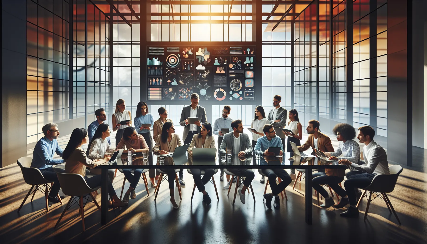 professionals collaborating in a modern office discussing Oalieva81 features.