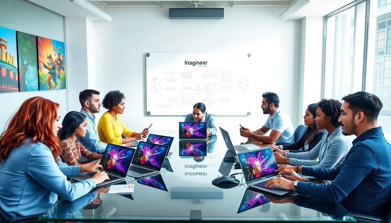 diverse team collaborating in a modern office space.