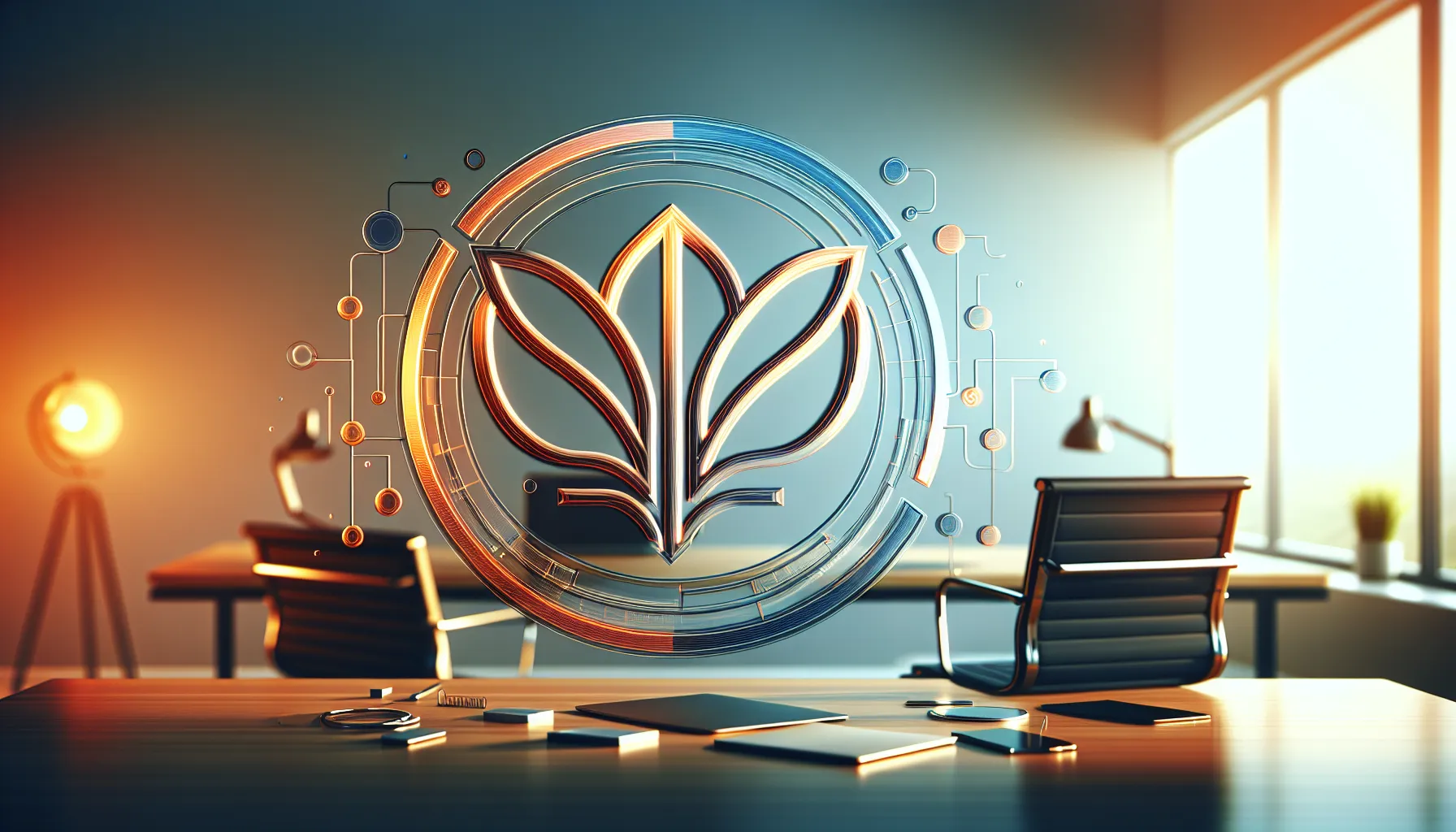 transparent Lazada logo displayed in a modern workspace.