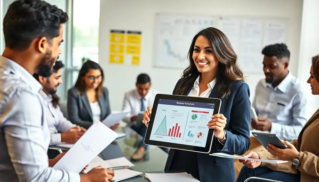diverse team discussing tax strategies in a modern office.