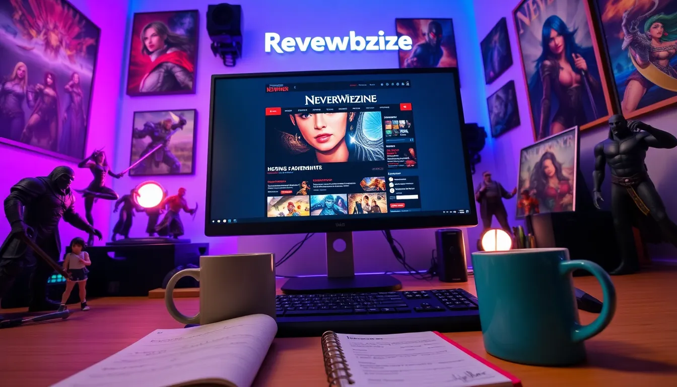 a gamer’s workspace featuring Neverwinter's Redwebzine content on the screen.