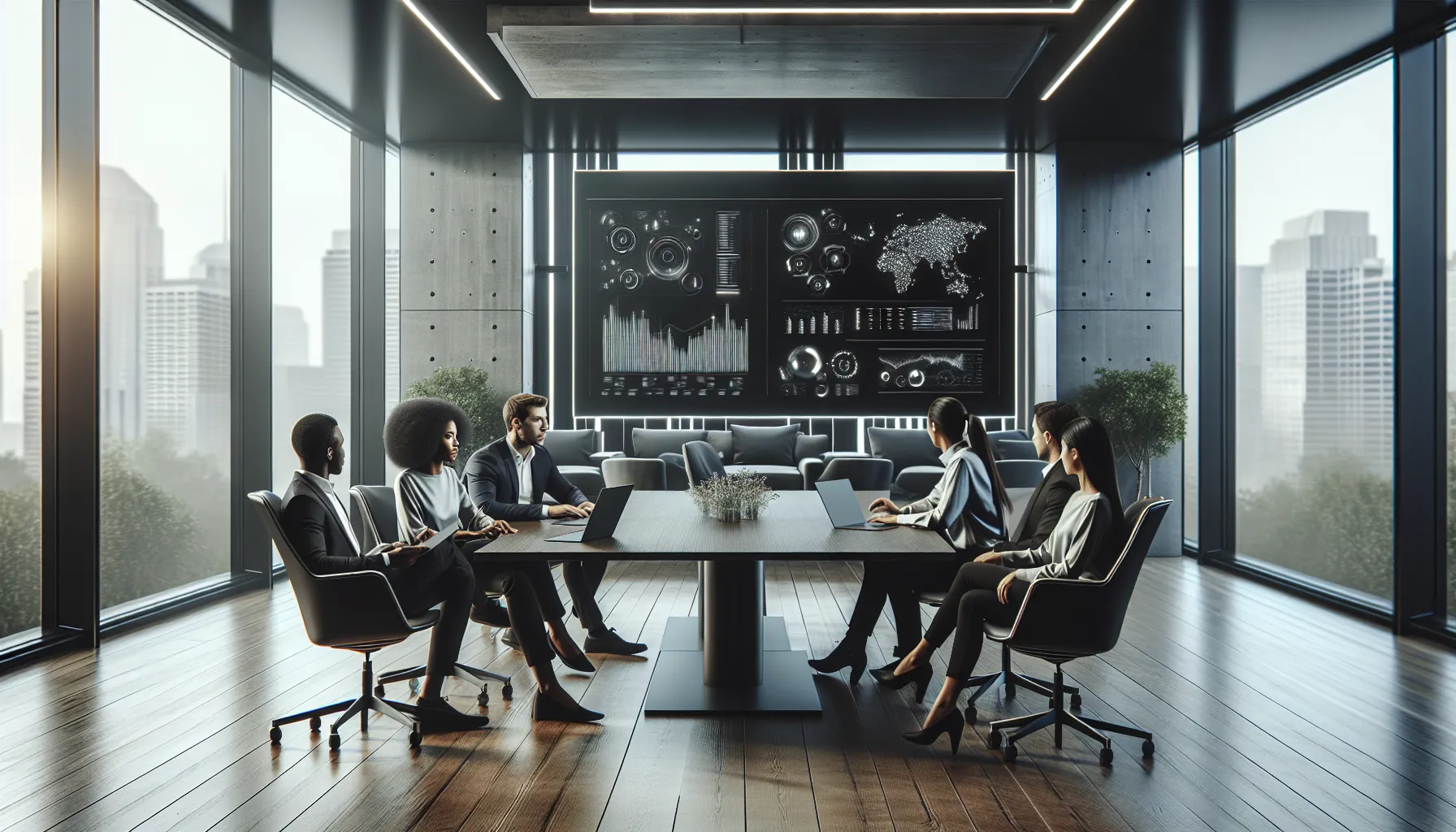 diverse professionals collaborating on surb4yxevhyfcrffvxeknr in a modern office.