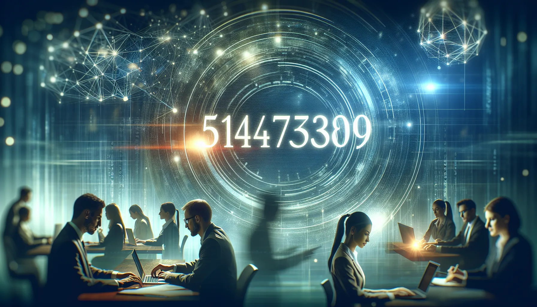 abstract representation of the number 5143753809 in a tech-themed office.