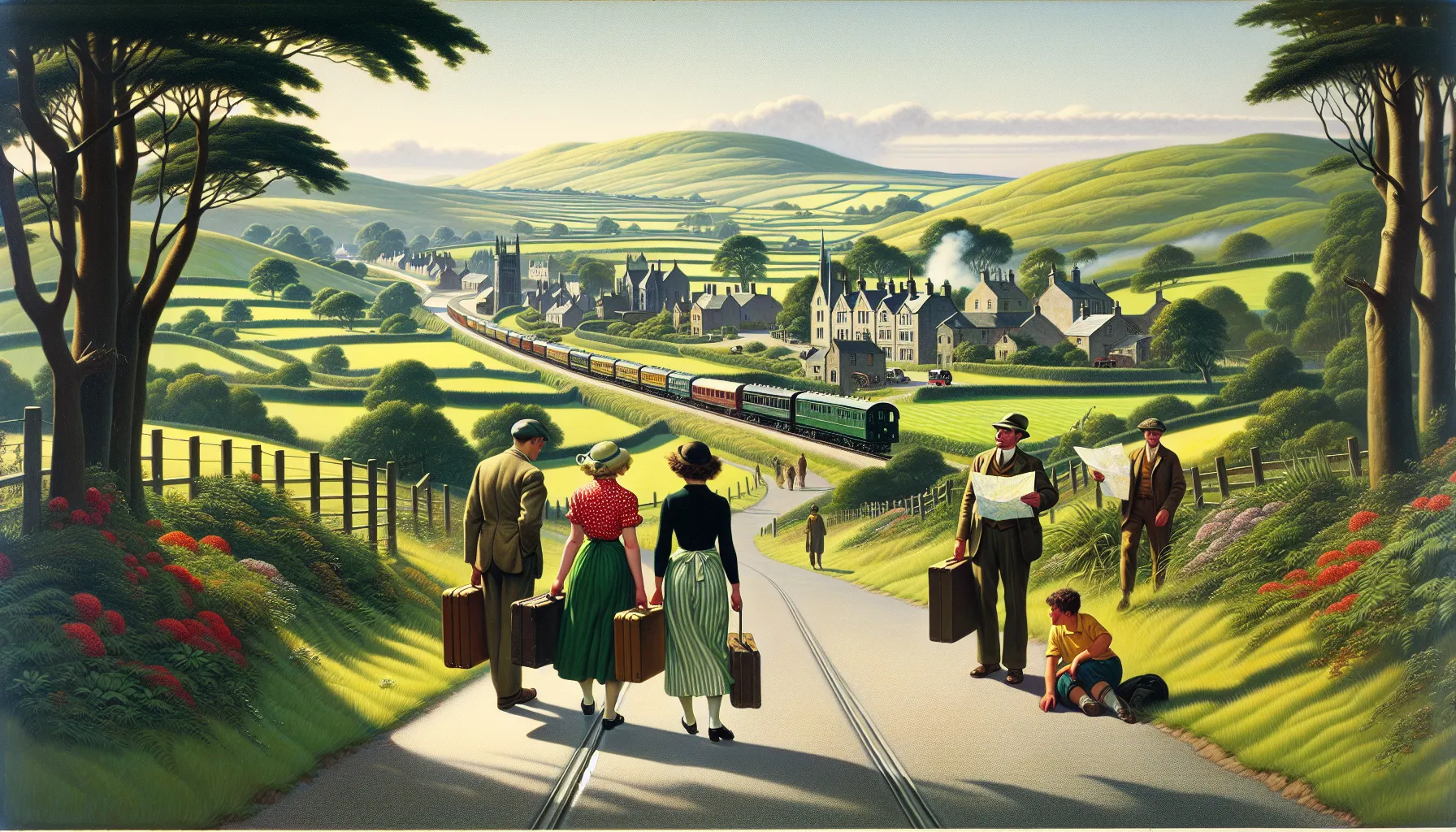 Scenic view of Tippaborough's approach with travelers enjoying the journey.