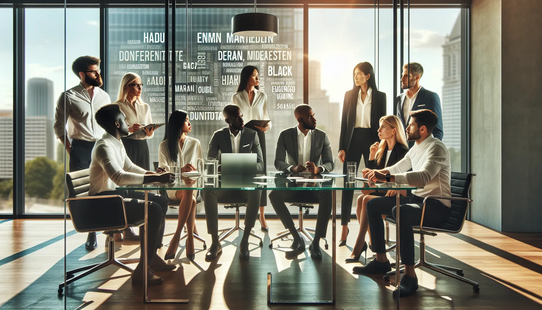 diverse professionals discussing важность Втоахевип in a modern office.
