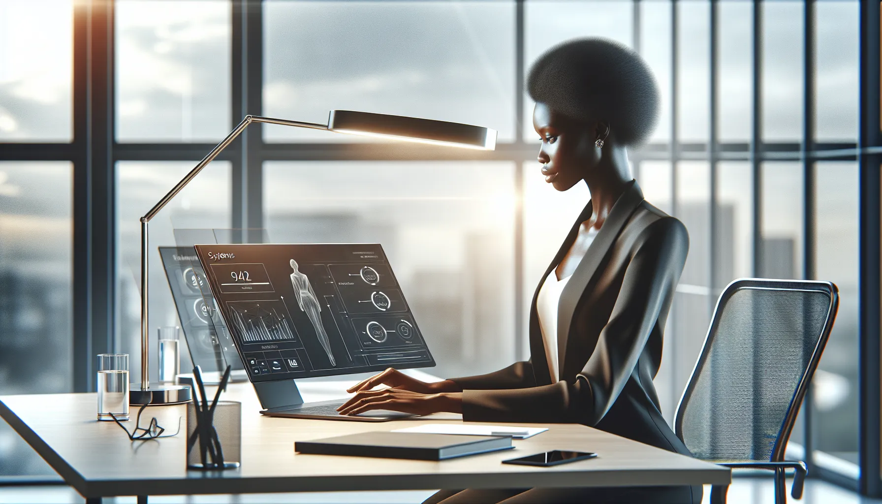 professional updating software in a modern office setting.