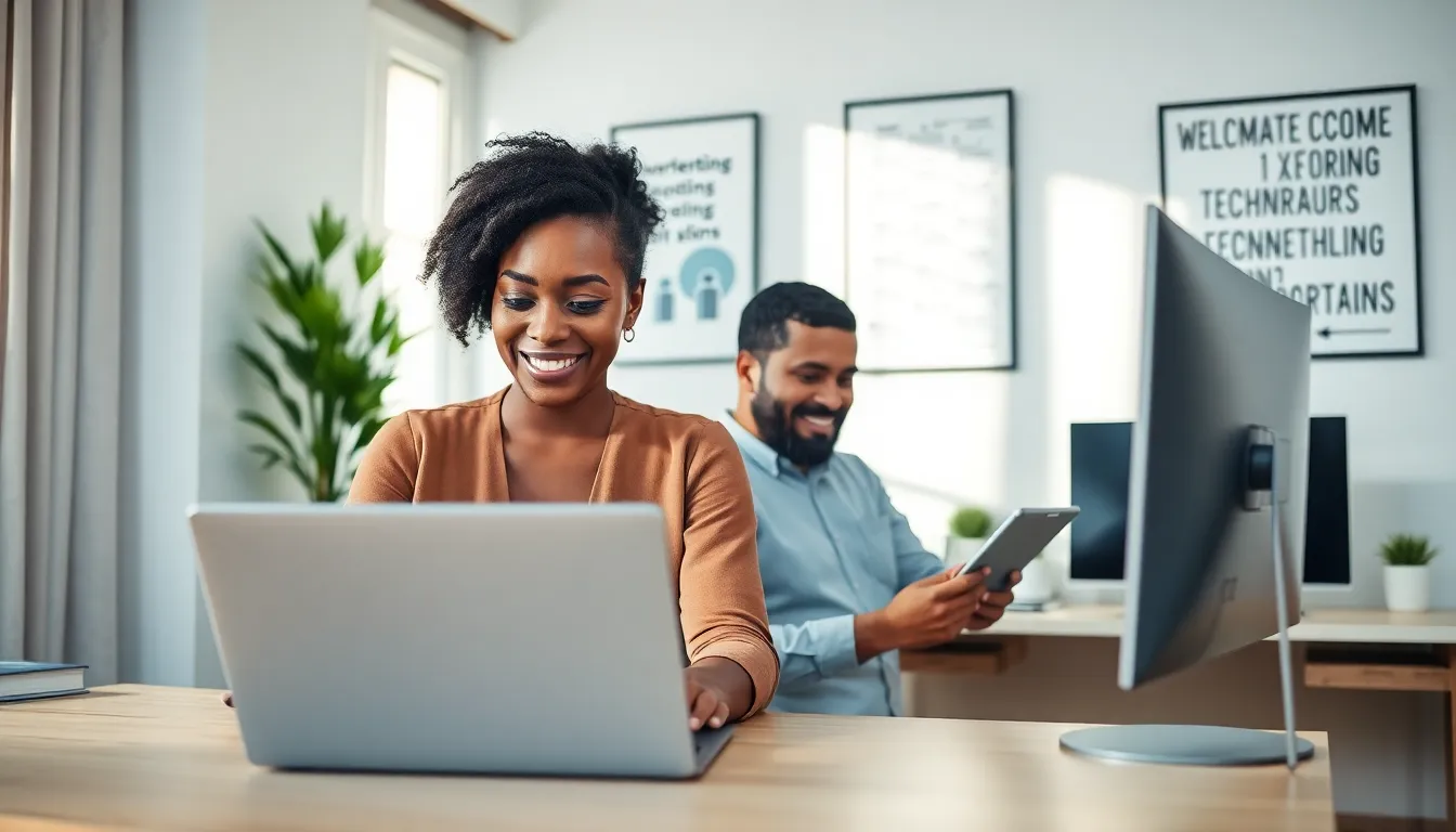 diverse professionals collaborating in a modern home office setting.