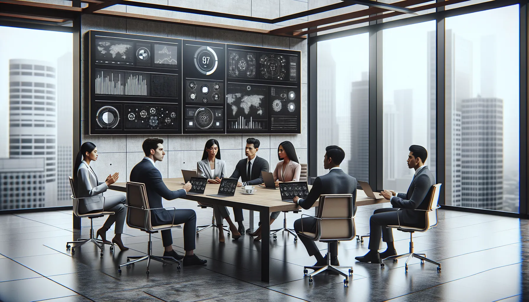 diverse team discussing tech implementation in a modern office