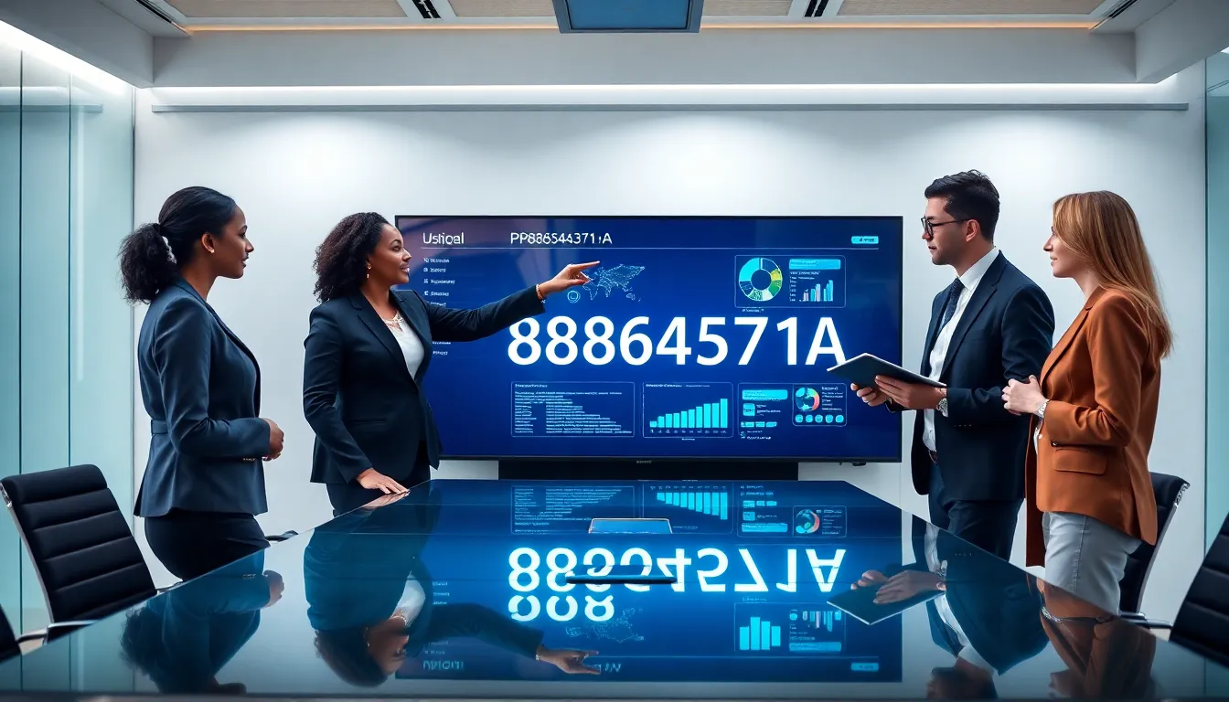 diverse professionals discussing a tech component in a modern office.