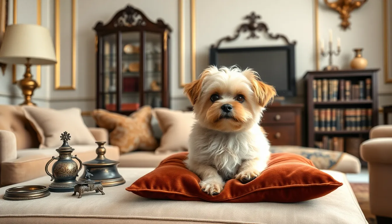 Puppipappi dog in a luxurious living room setting.