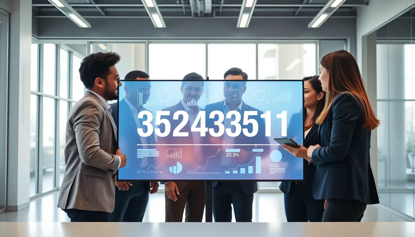 professionals collaborating over data in a modern office.
