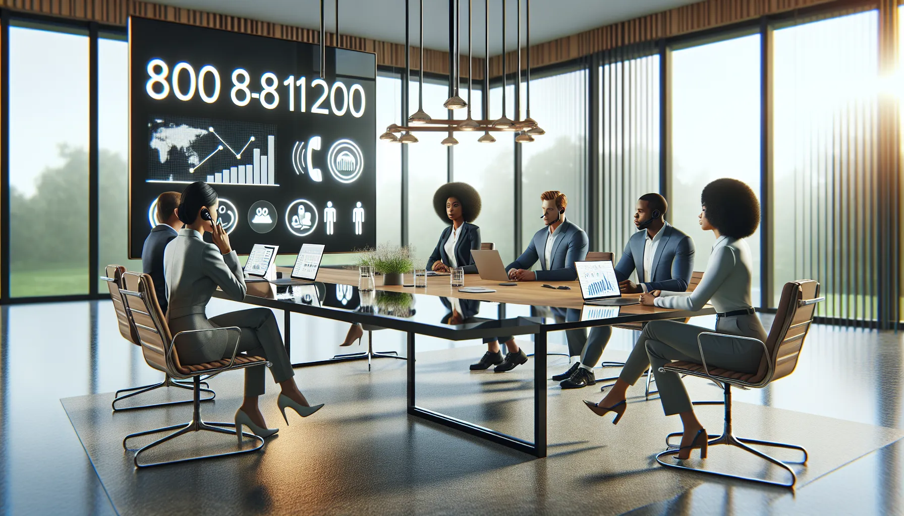 diverse professionals discussing customer service in a modern office.