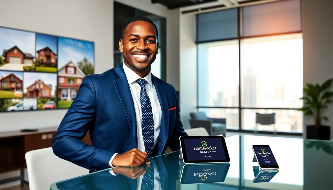 A real estate agent in a modern office inspiring confidence and professionalism.