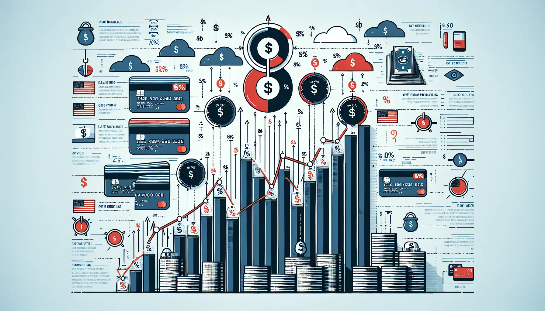 illustration showing how credit card debt builds up in the US
