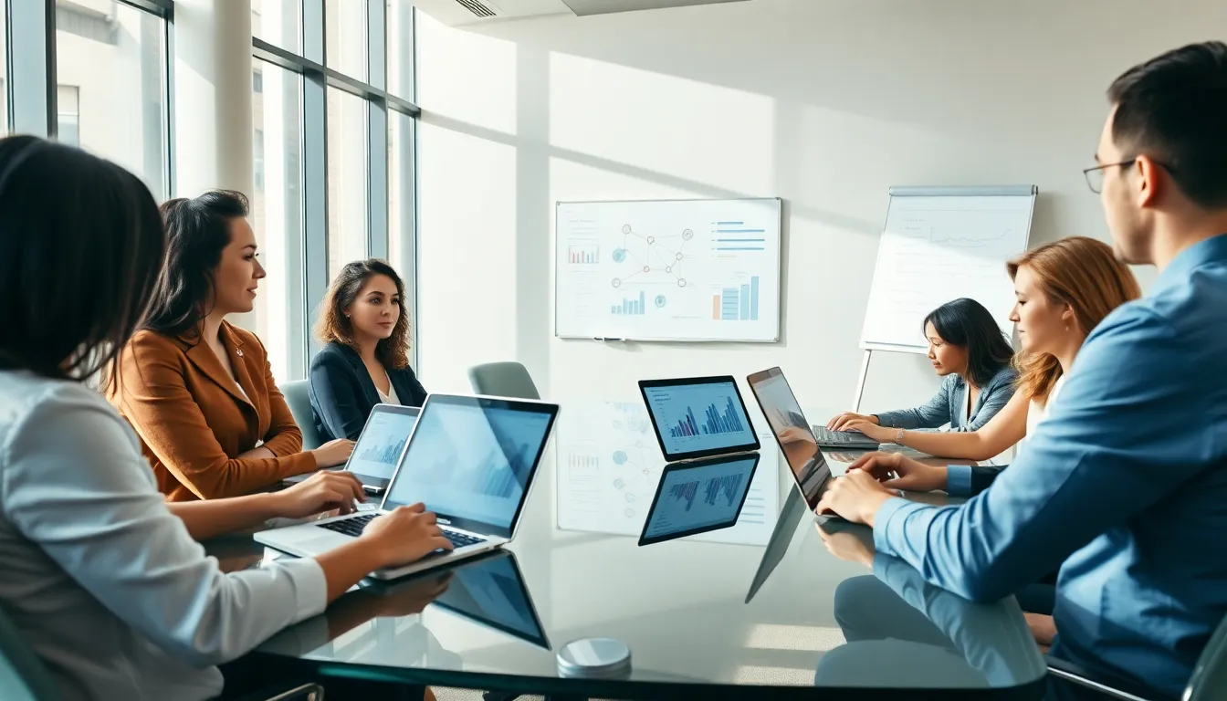 diverse team discussing sim cookies in a modern office.