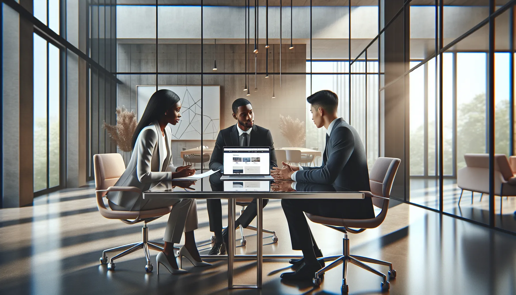 diverse team collaborating in a modern office on Kuthira.com features.