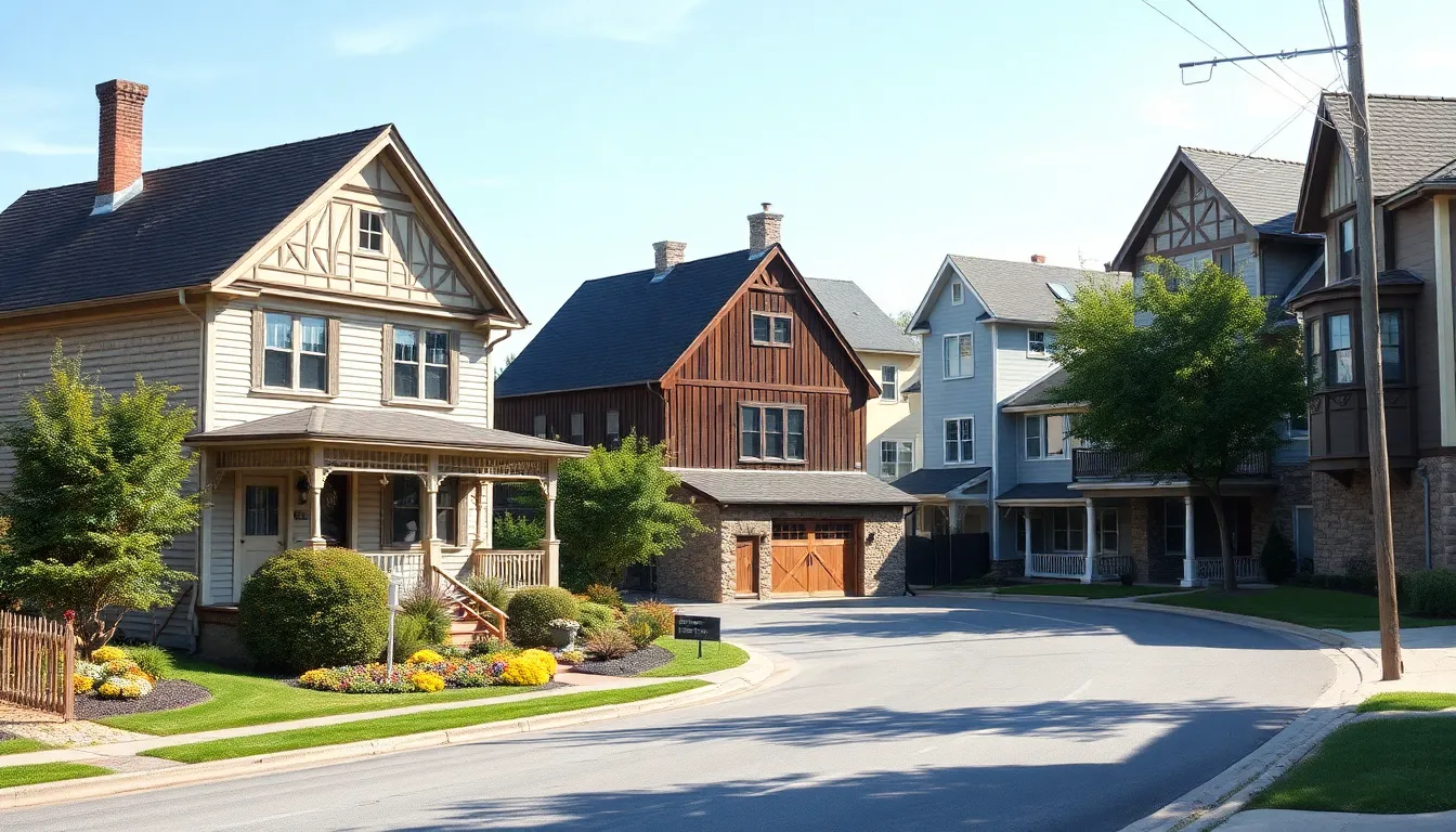 A street in Lehigh Valley showcasing diverse home architectural styles.