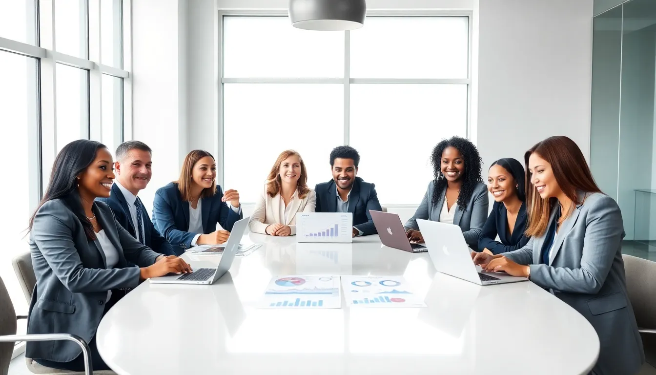 diverse real estate agents collaborating in a modern office.