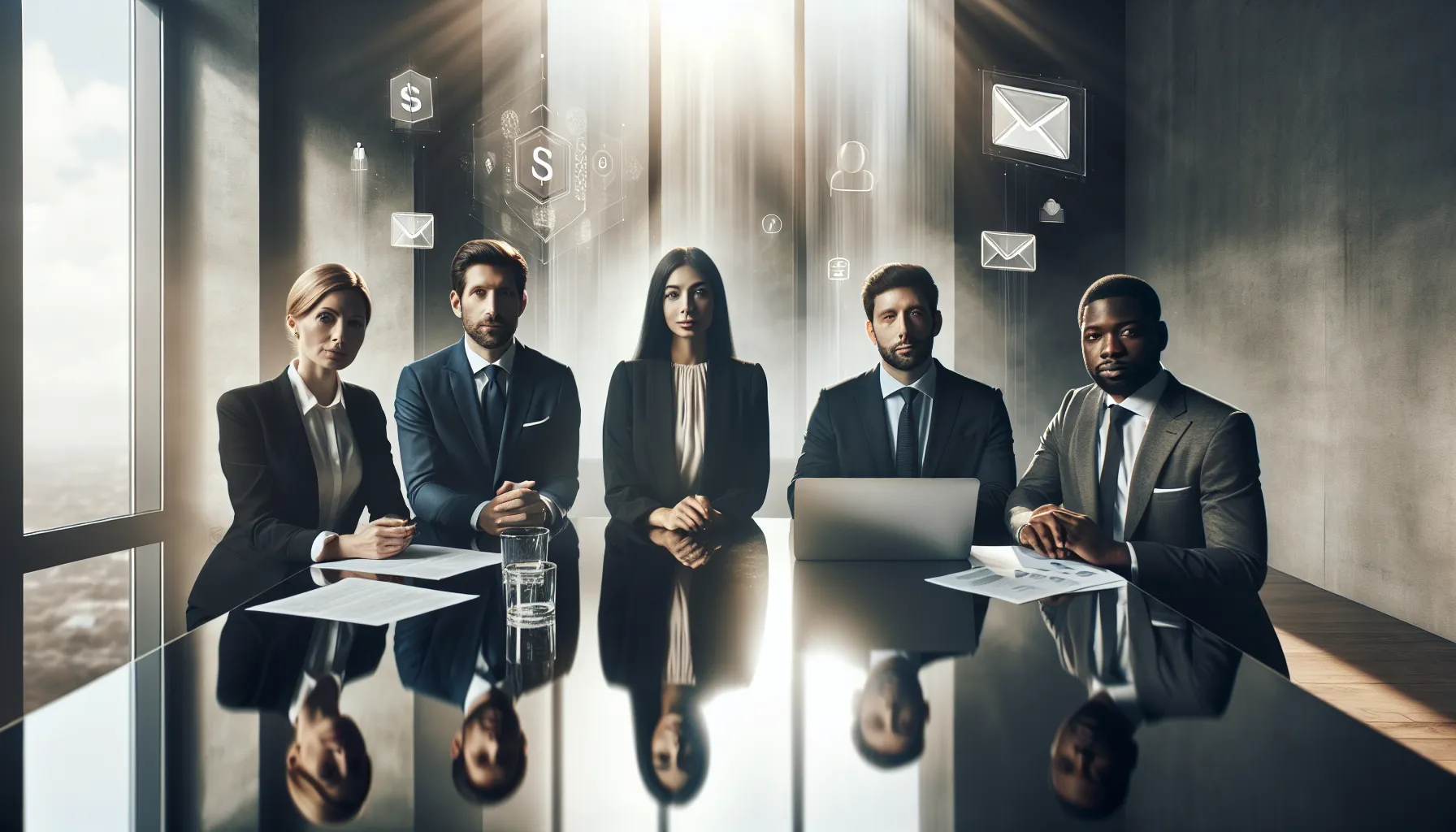 diverse professionals discussing financial support for inmates in an office.
