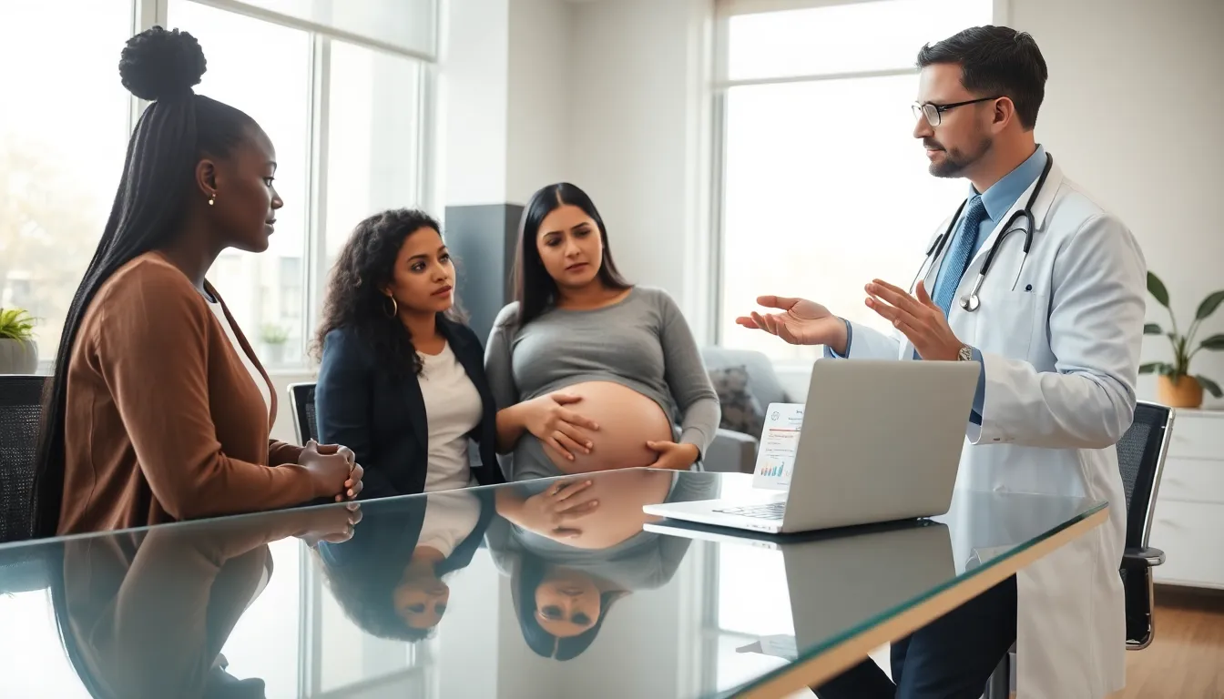 healthcare professionals discussing BPD support for pregnant women.