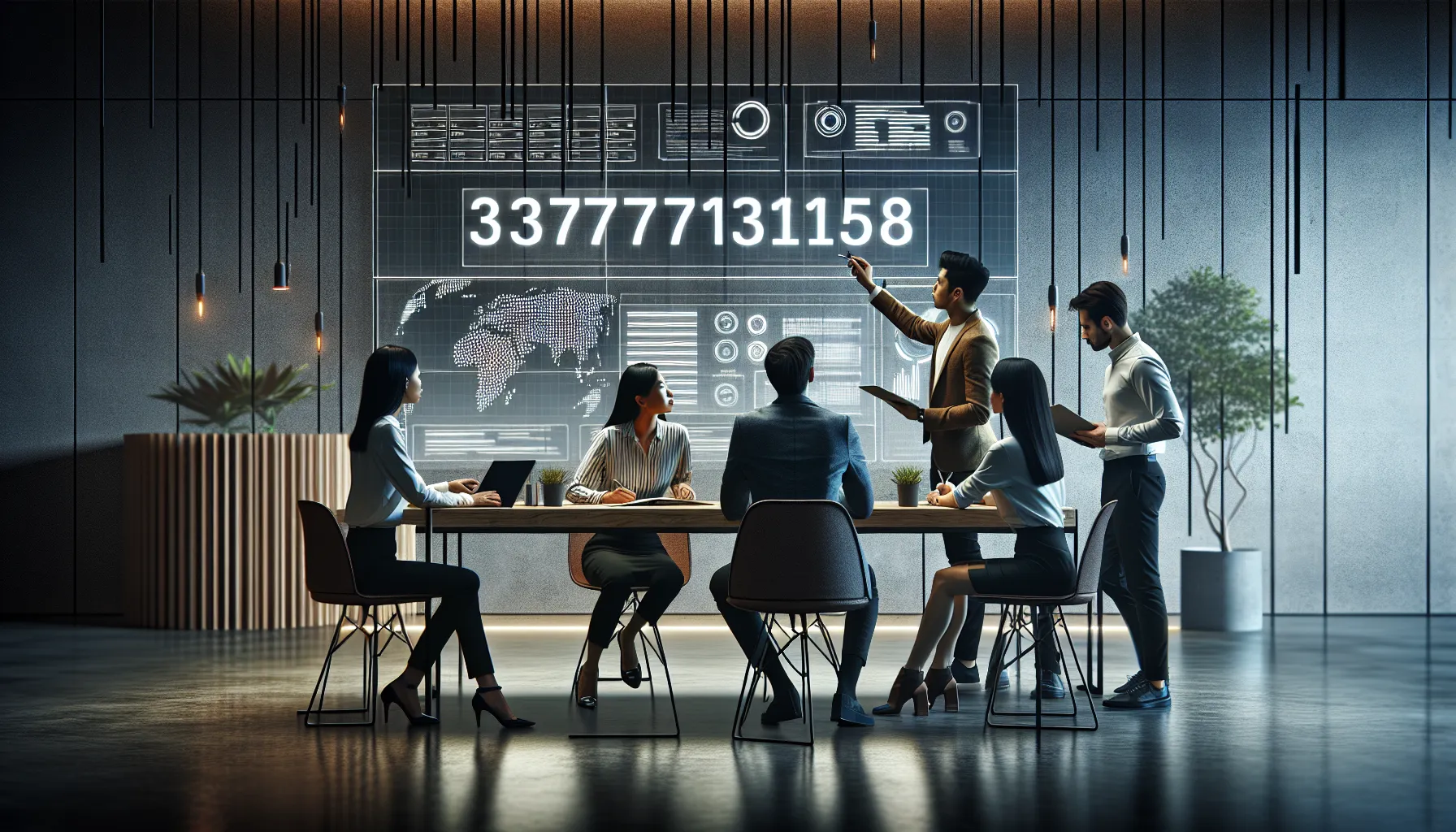 diverse team discussing the importance of identifier 3377173158 in a modern office.