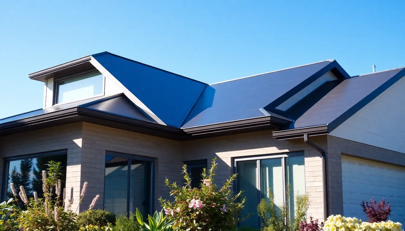 Residential home with a modern flat vinyl roofing system.