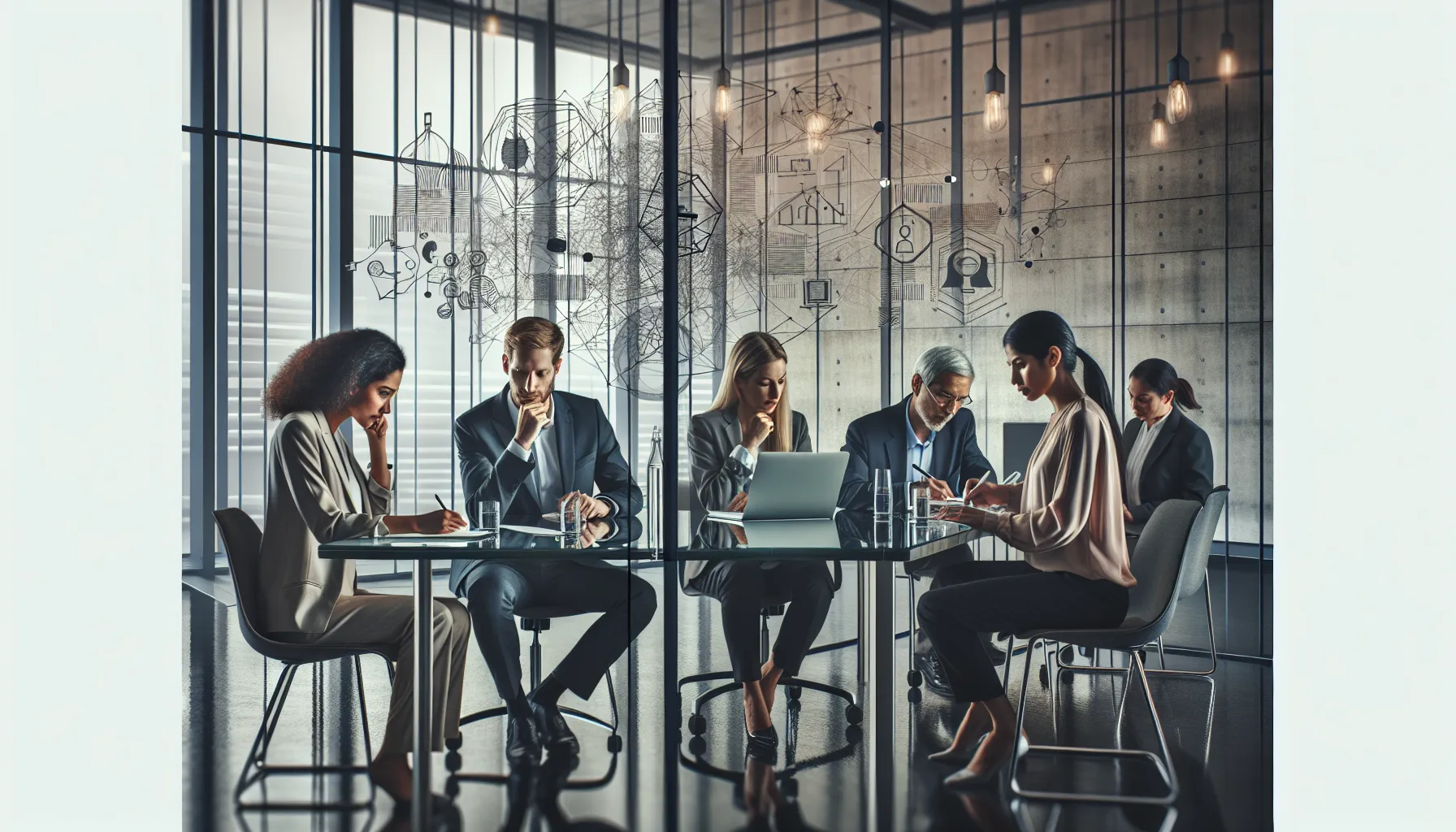 diverse team discussing the concept of туцыдфи in a modern office.