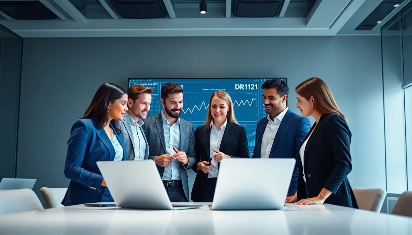 diverse team collaborating in a modern tech workspace.