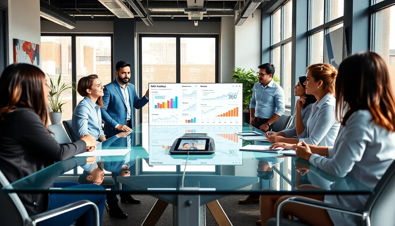 diverse marketing team collaborating in a modern office.
