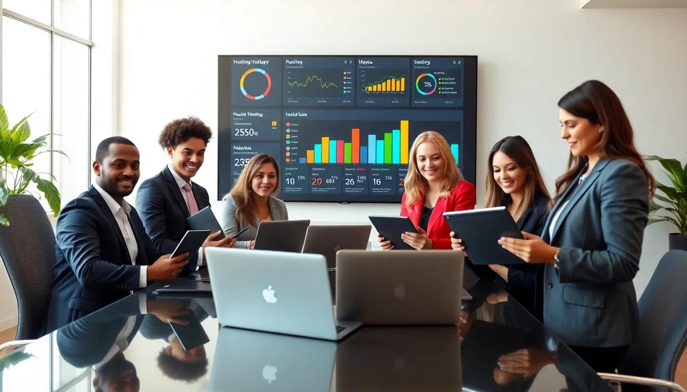 diverse real estate team collaborating in a modern office.