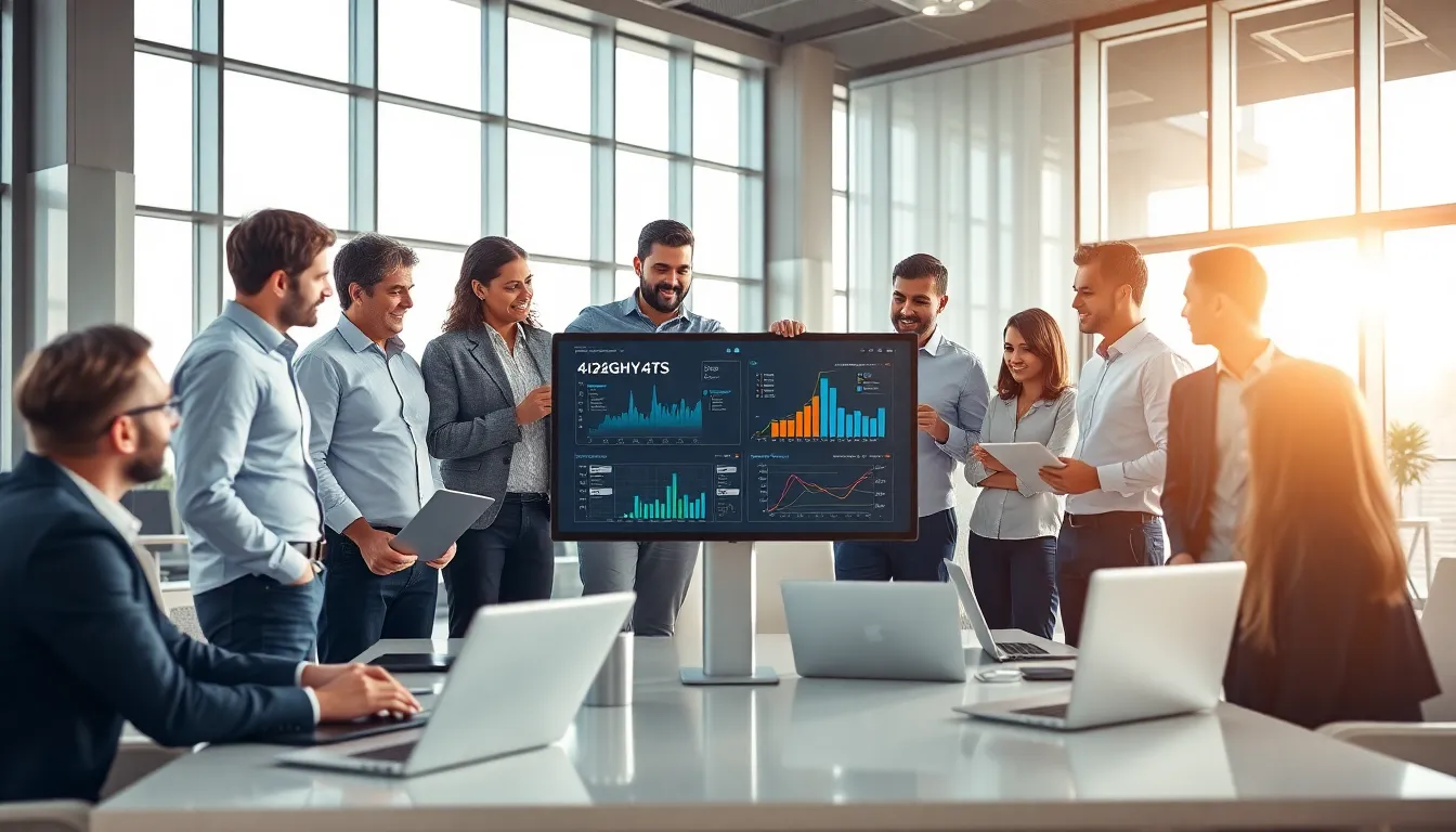 diverse team collaborating on technology solutions in a modern office.