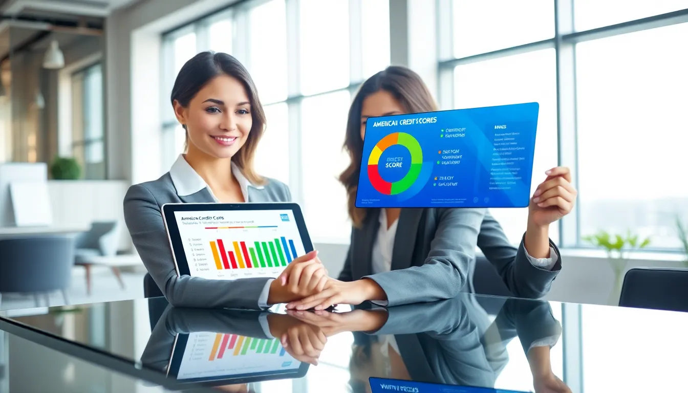 professional analyzing credit score in a modern office.