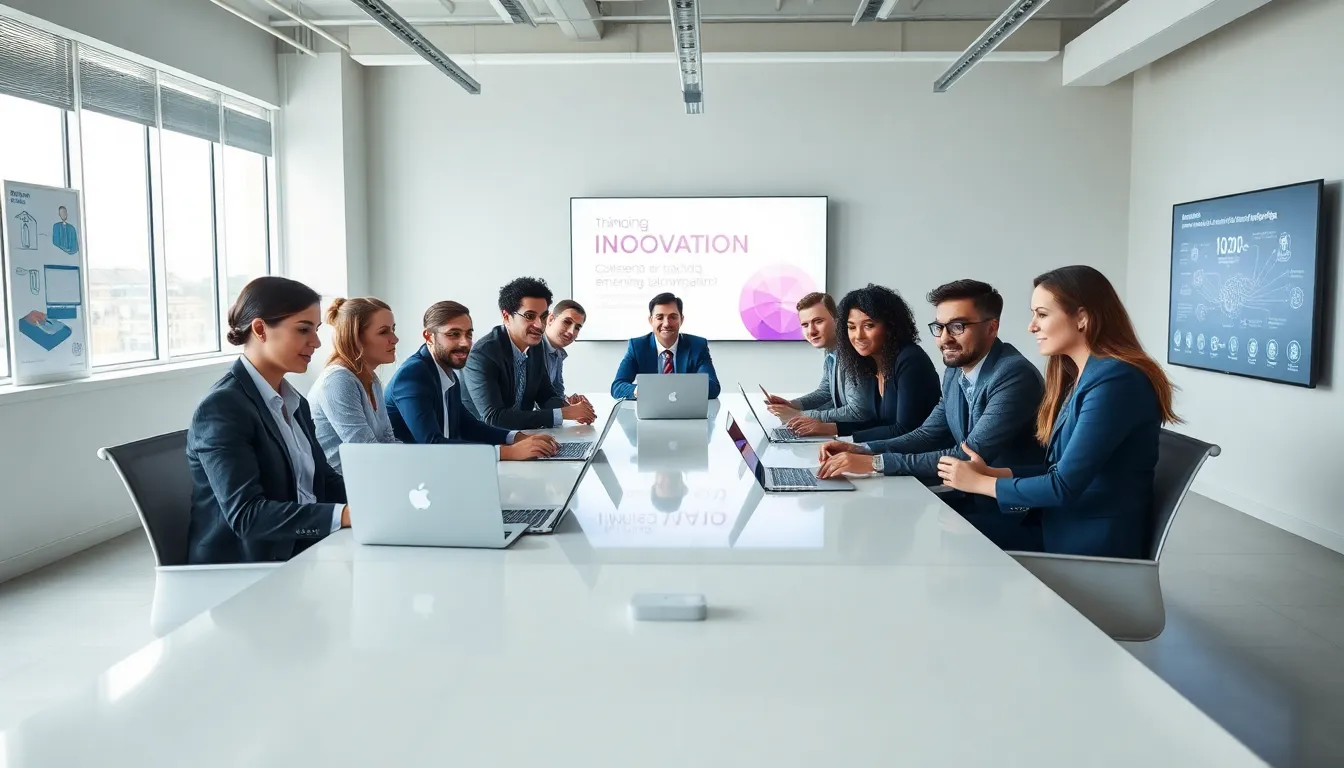 diverse team collaborating on technical innovations in a modern office.
