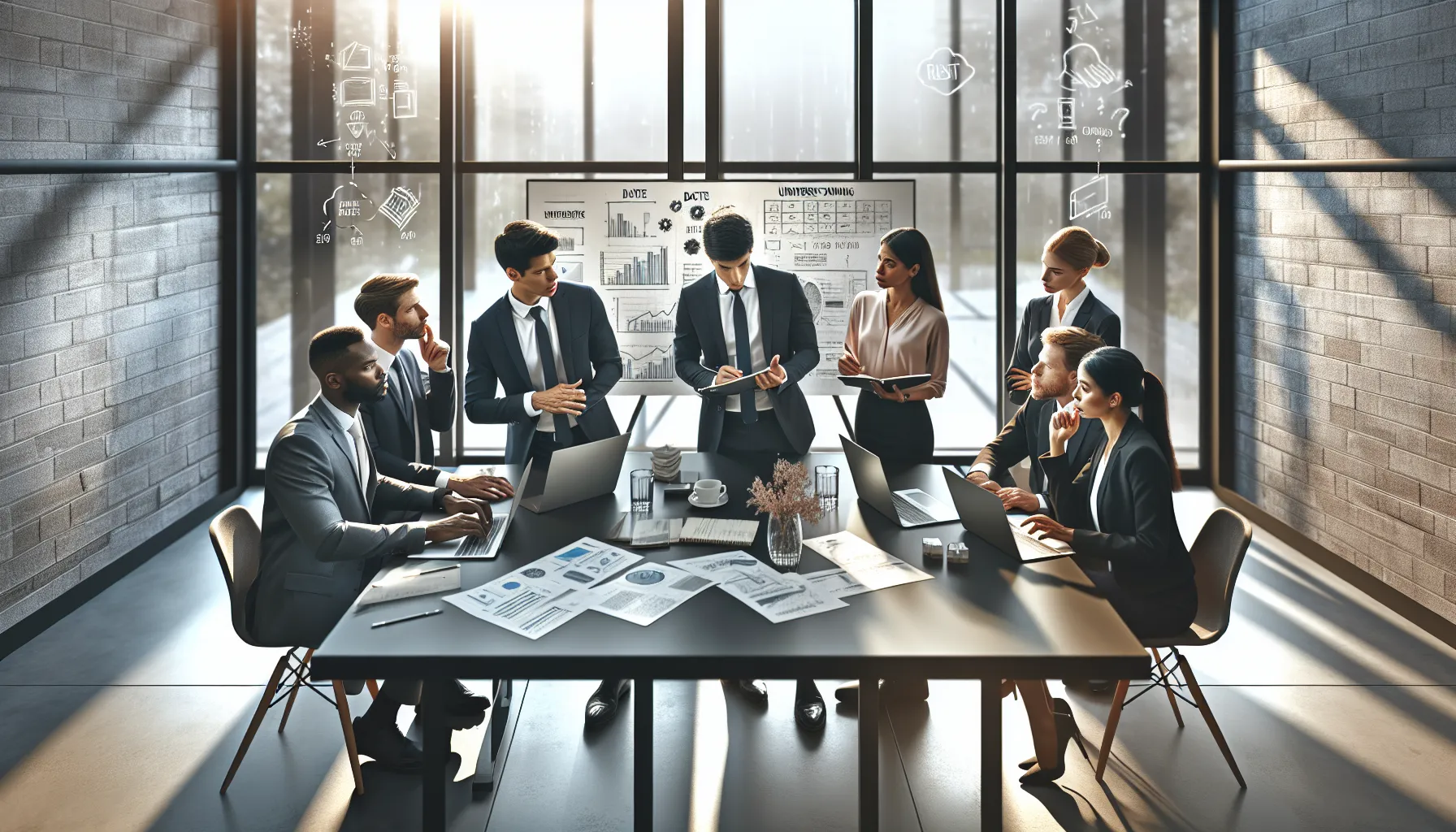diverse team discussing data management challenges in a modern office.