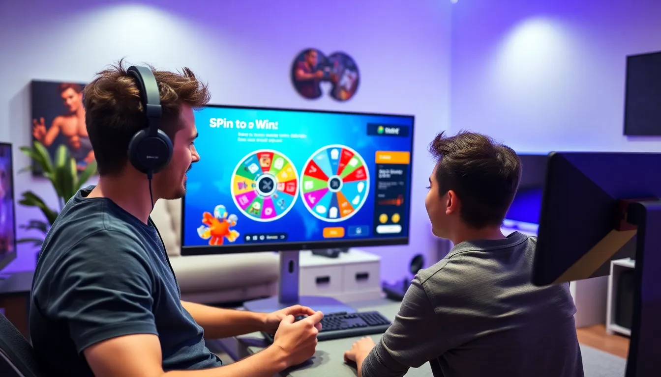 a young adult using a digital spin to win game generator.