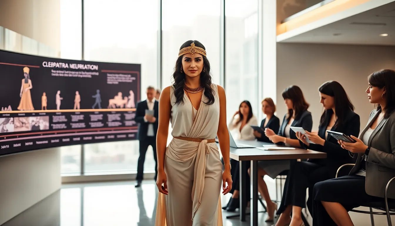 modern interpretation of Cleopatra3101 in a professional office setting.