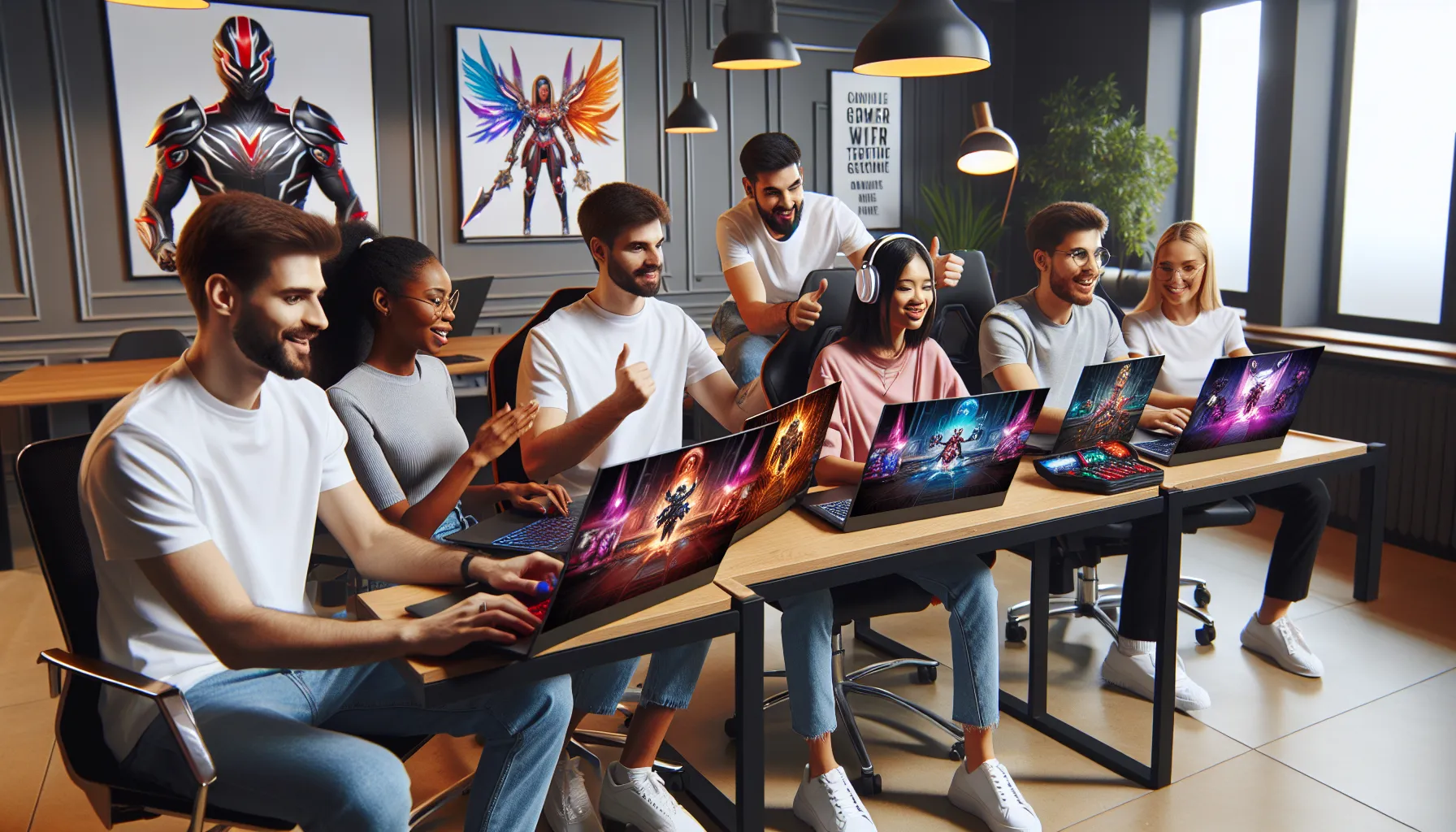 diverse group playing Bobfusdie7.9 in a modern office.