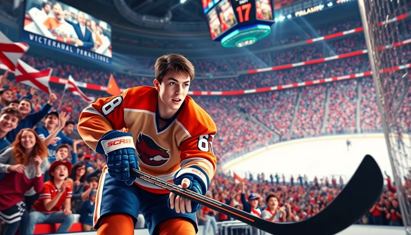 a young hockey player in action during a thrilling NHL game.