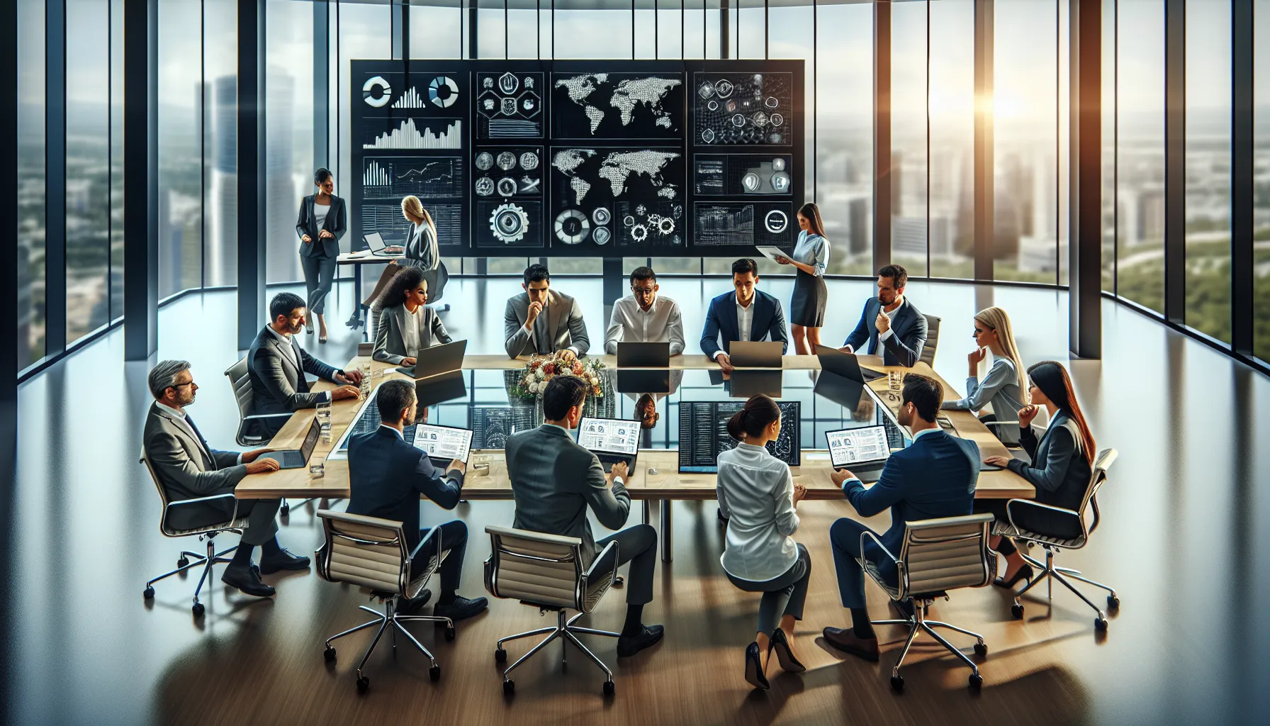 IT professionals discussing A5QZF6 applications in a modern office.