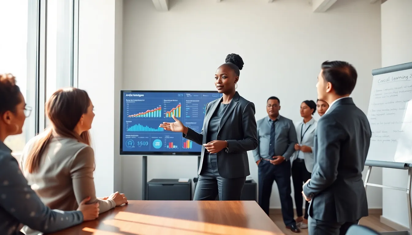 diverse team collaborating in a modern office on Oracle AI solutions.