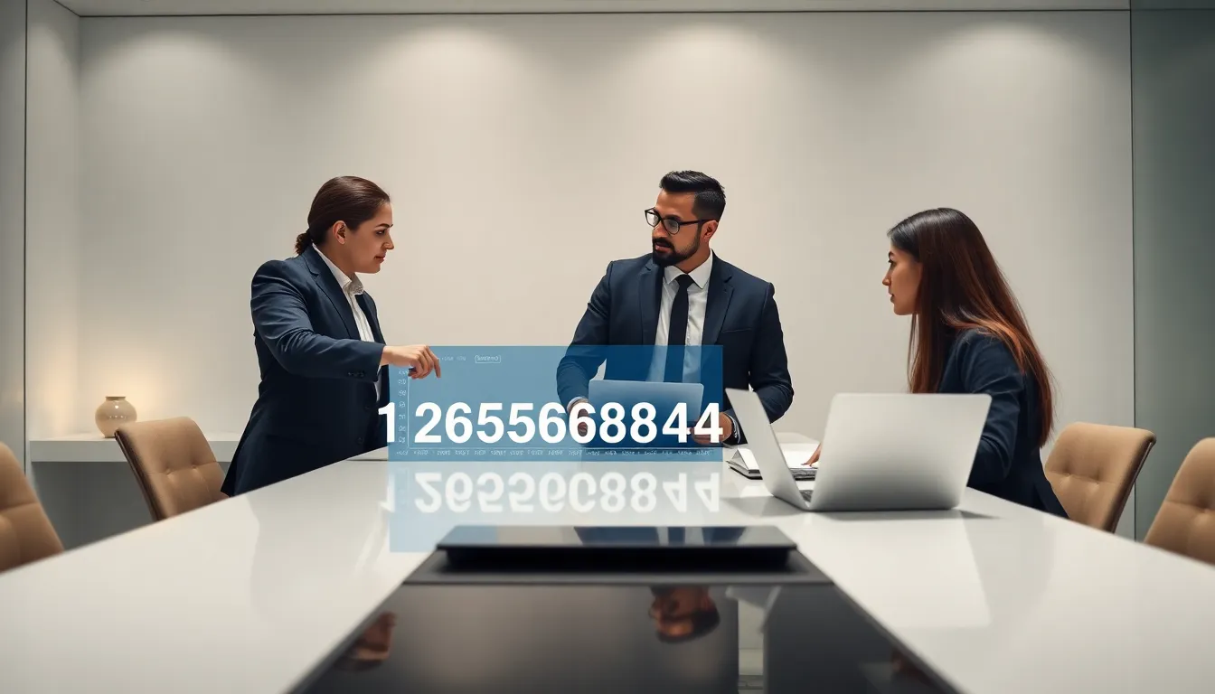 diverse professionals discussing a digital dashboard in a modern office.
