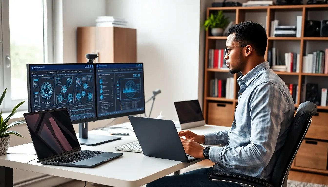 professional working from home in a modern office setup.