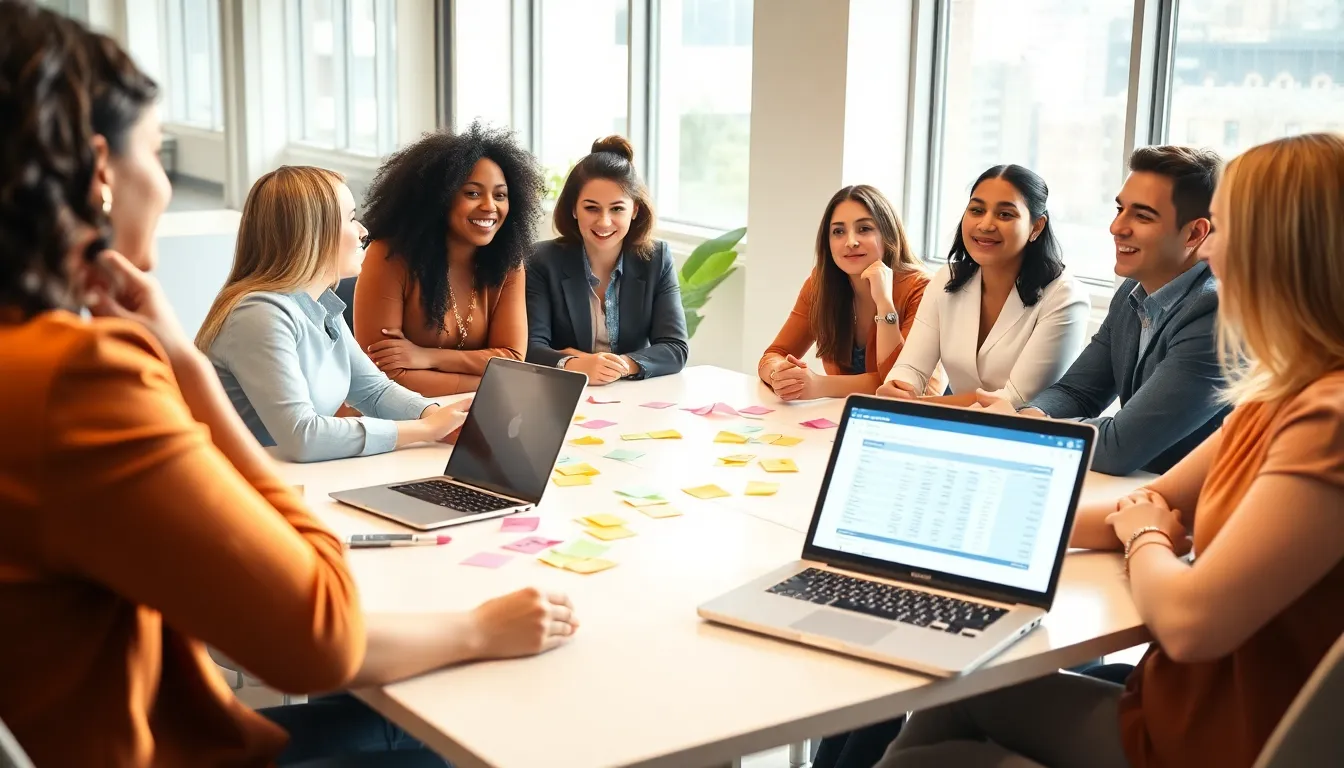 diverse team planning a budget-friendly event in a modern office.