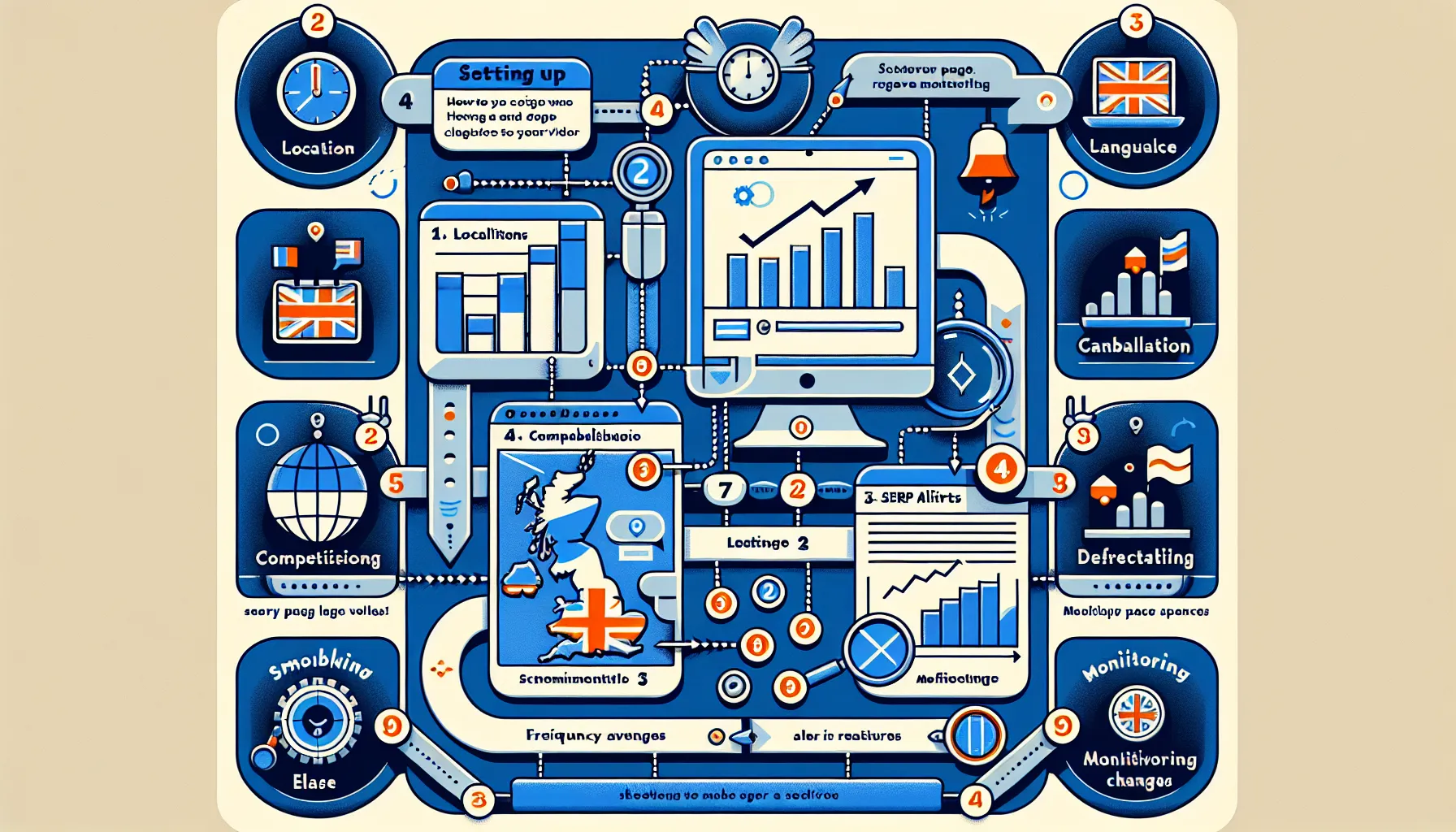UK-focused process infographic for accurate website rank tracking setup.