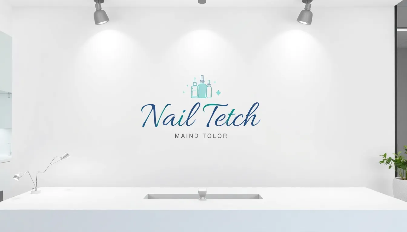stylish nail tech logo design on a clean background.
