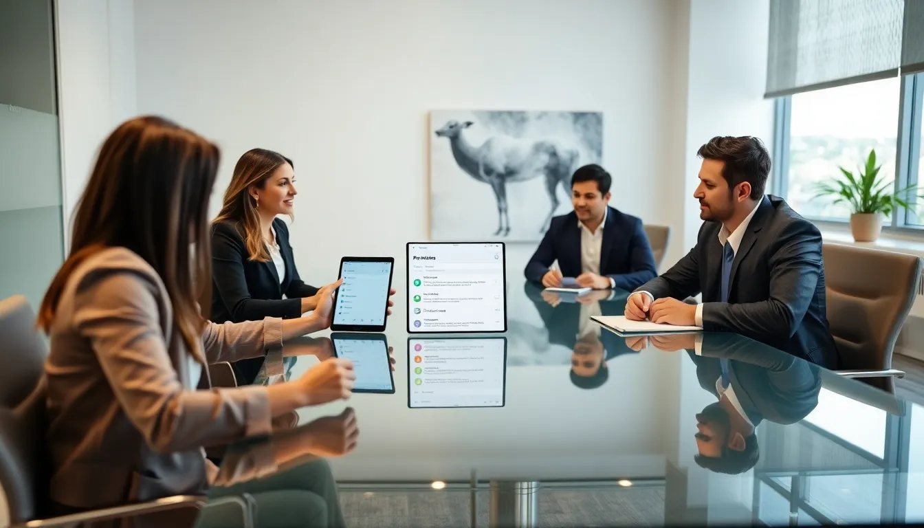 diverse team discussing app restrictions in a modern office.