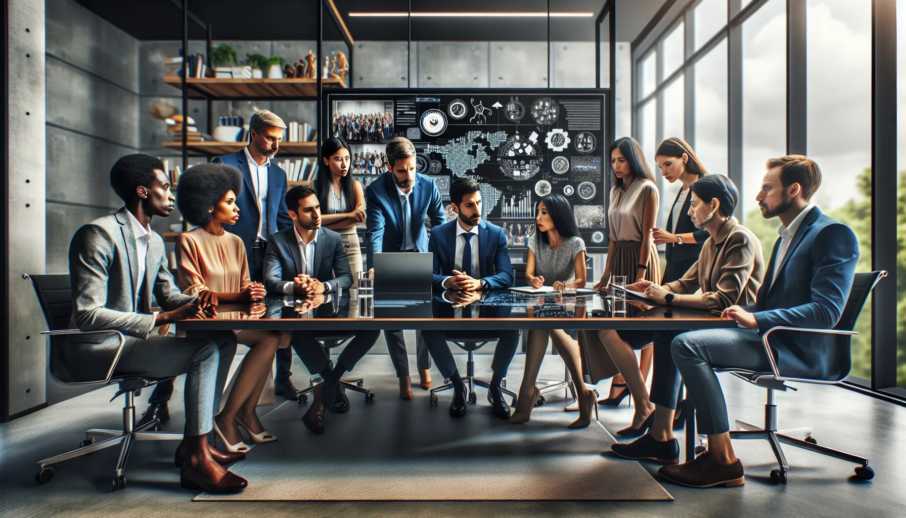 group discussing Alisiaparril around a modern conference table.