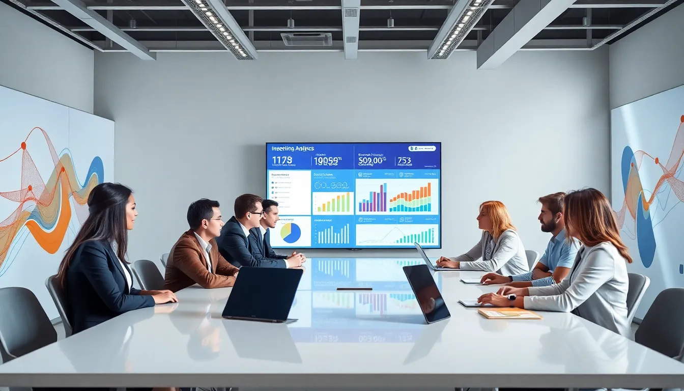 diverse team discussing social media strategies in a modern office.