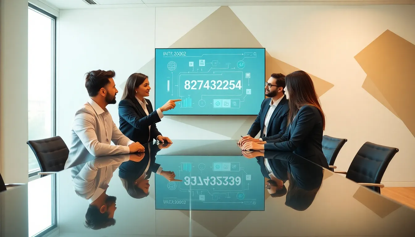 diverse team analyzing data in a modern office setting.